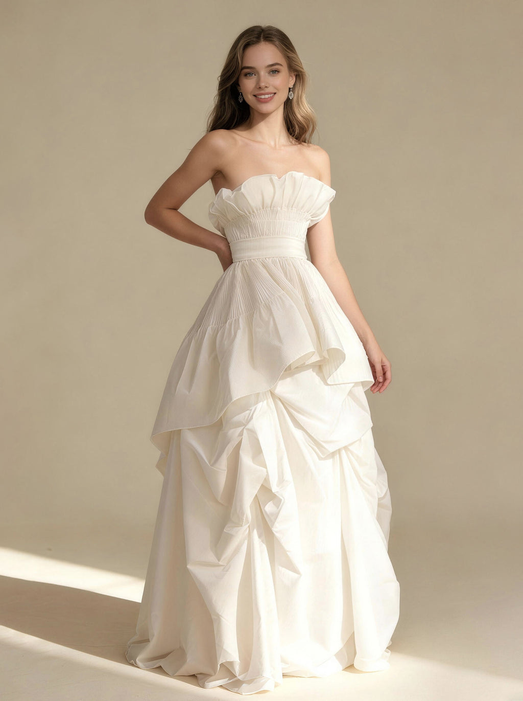 Off The Shoulder Wedding Dresses，Formal Long Satin Prom Dress