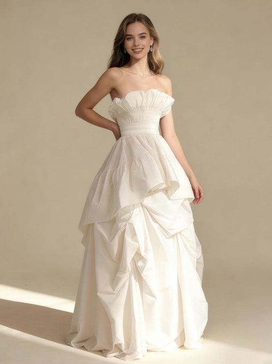Off The Shoulder Wedding Dresses，Formal Long Satin Prom Dress