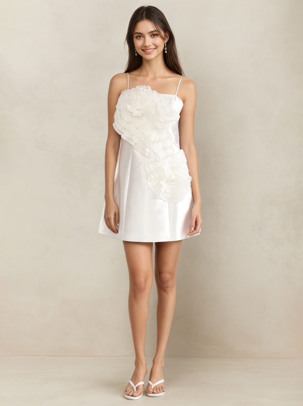 White Tull Off The Shoulder Knee Length Short Dress