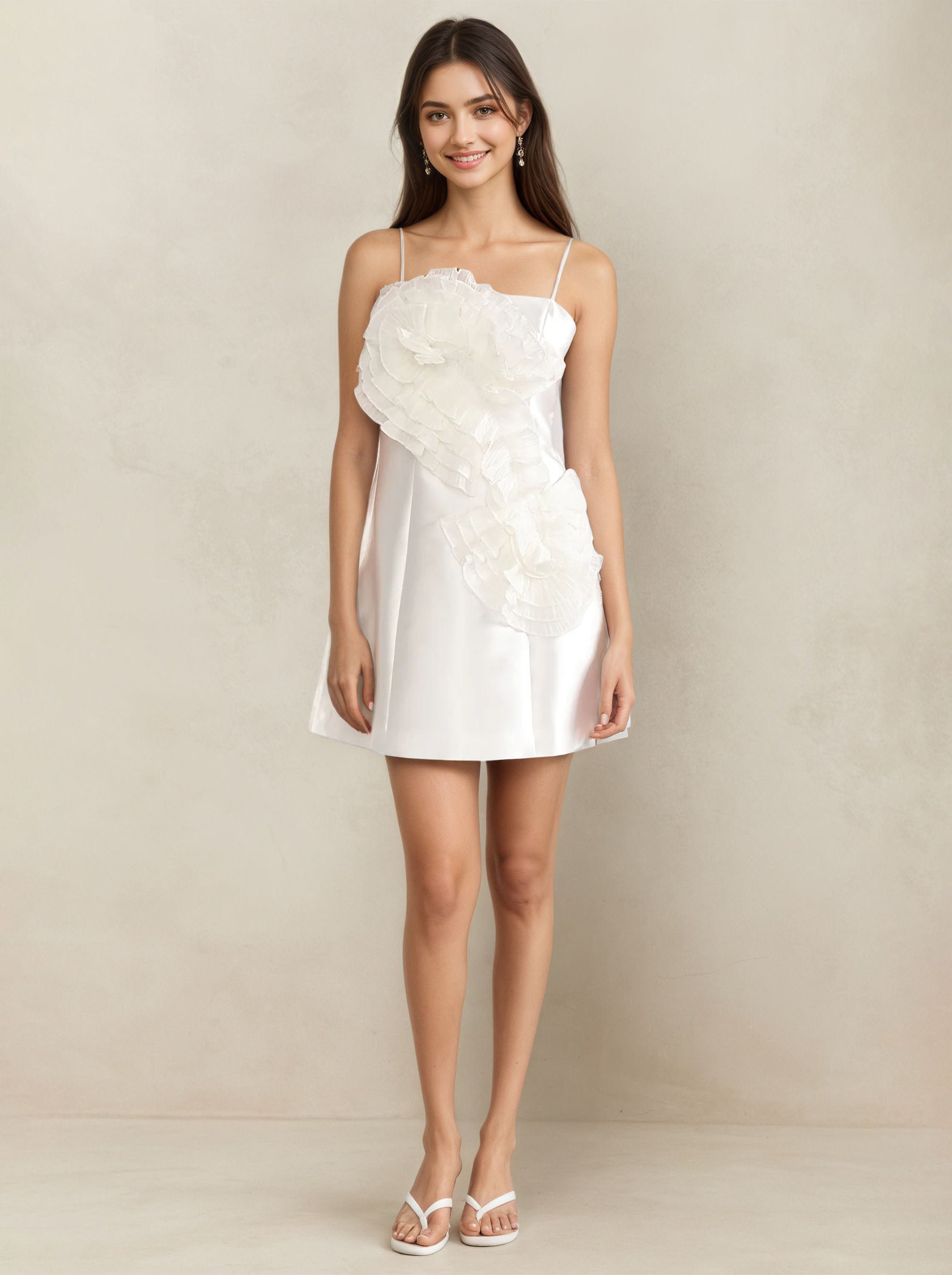 White Tull Off The Shoulder Knee Length Short Dress