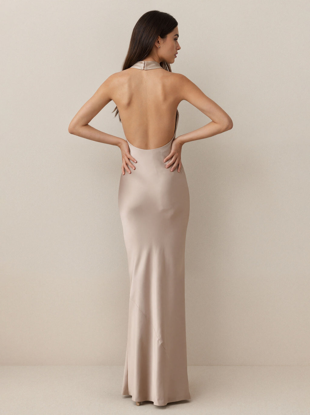 Pink Chiffon Hanging Neck Prom Dress,Long Formal Evening Dress