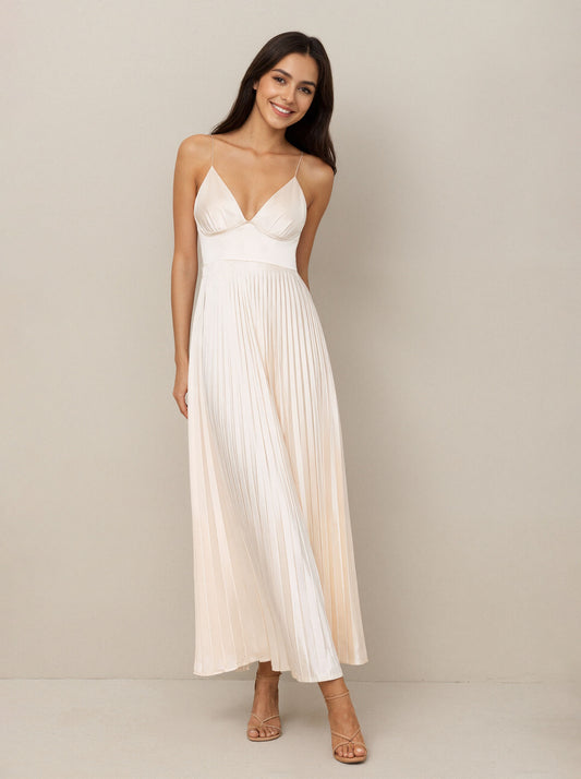 White Chiffon V-neck Long Straps Prom Dress,Formal Evening Dress