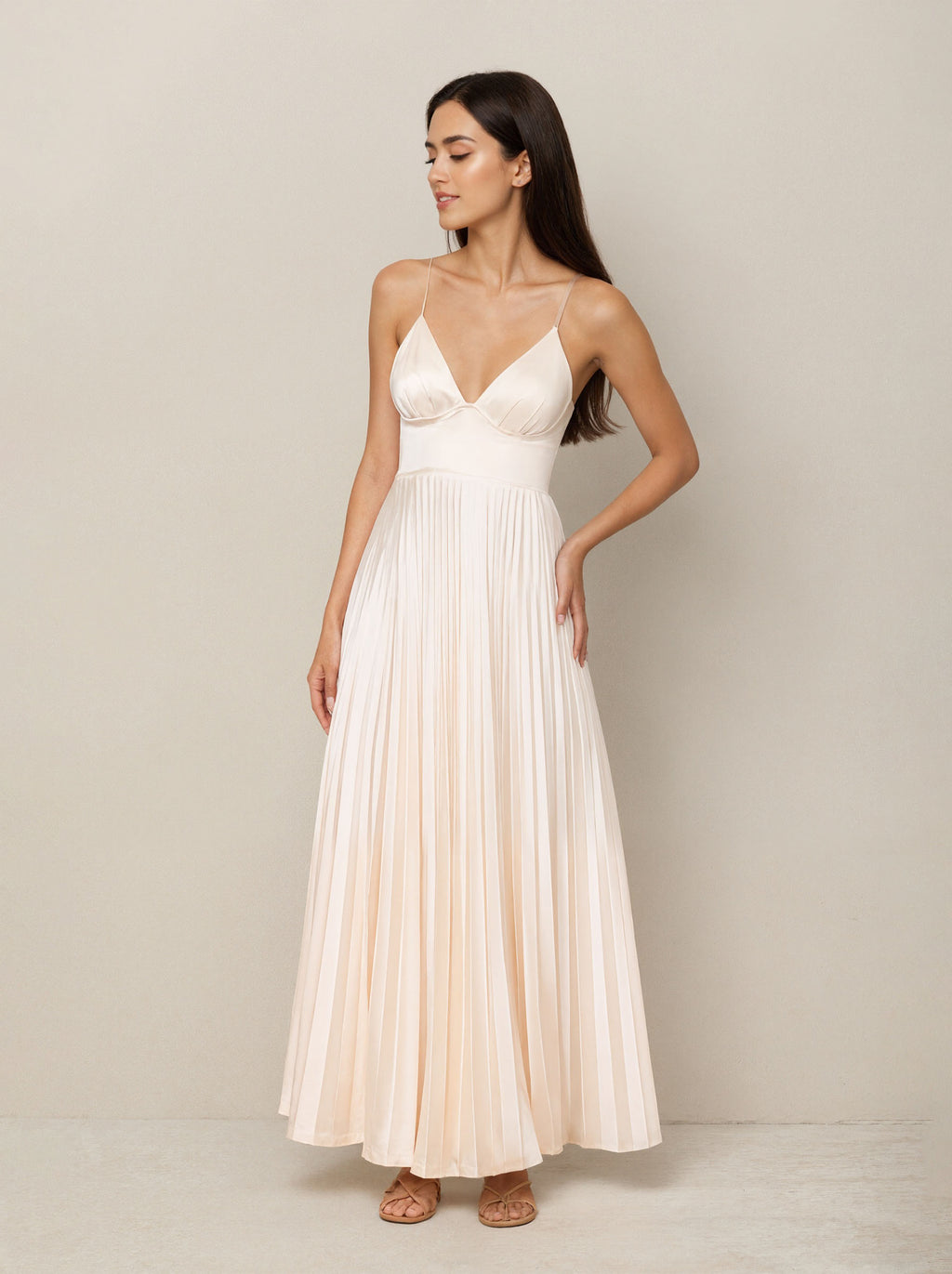 White Chiffon V-neck Long Straps Prom Dress,Formal Evening Dress