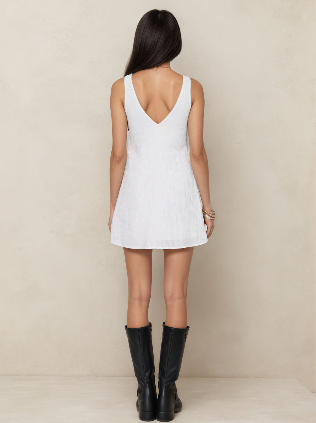 White V-neck Sleeveless Fitted Tull Skirt，Formal Homecoming Dress