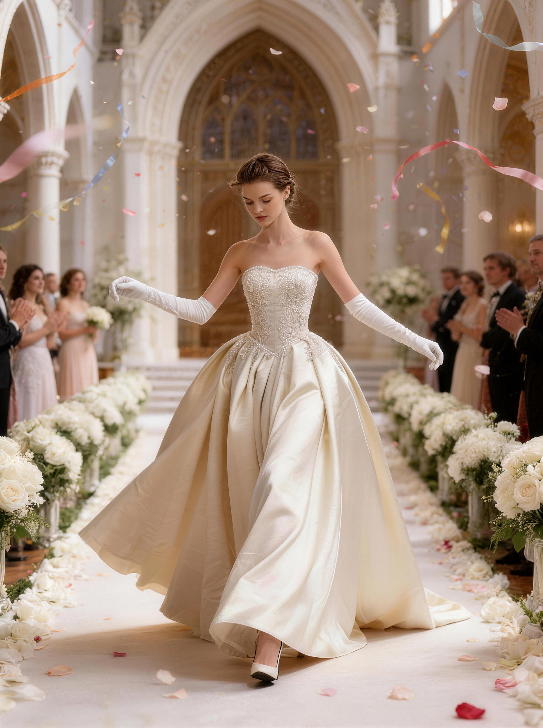 White Strapless Maxi Wedding Dress,Satin Formal Wedding Guest Cocktail Party Long Dresses