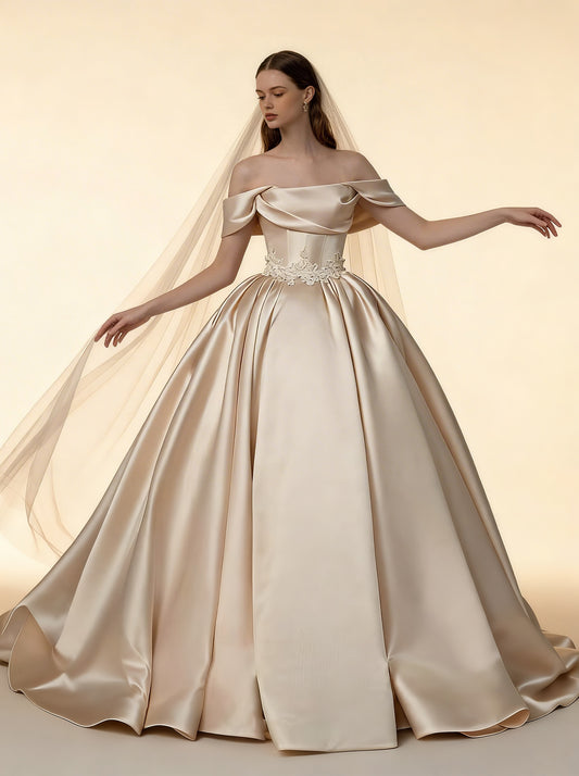 White Off The Shoulder Wedding Dress,Formal Wedding Guest Cocktail Party Long Dresses