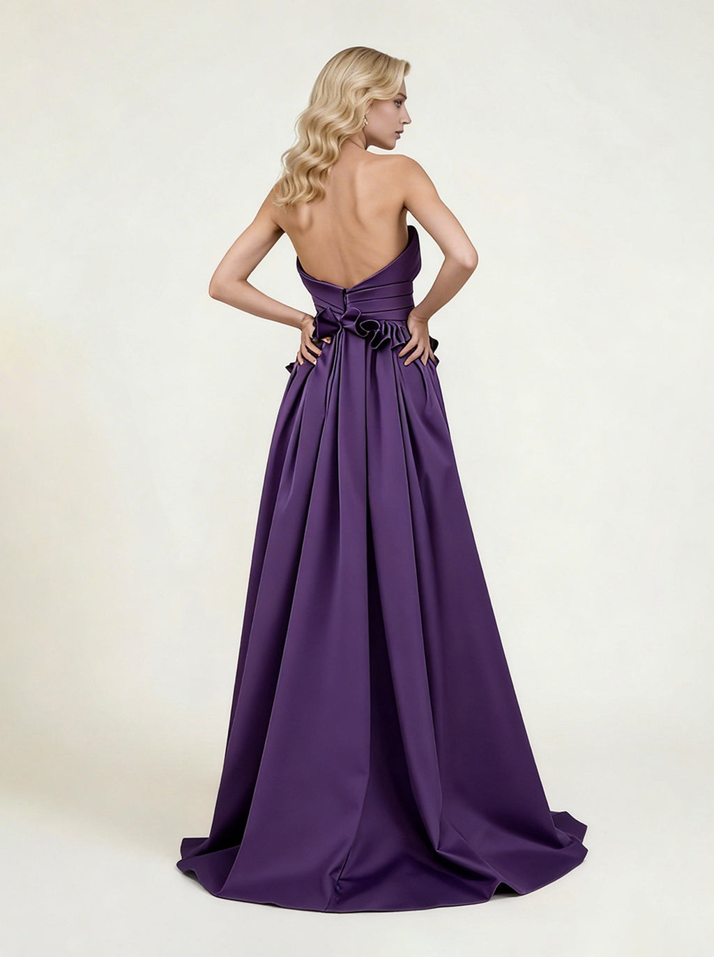 Purple Formal Prom Dress,Satin Wedding Dress
