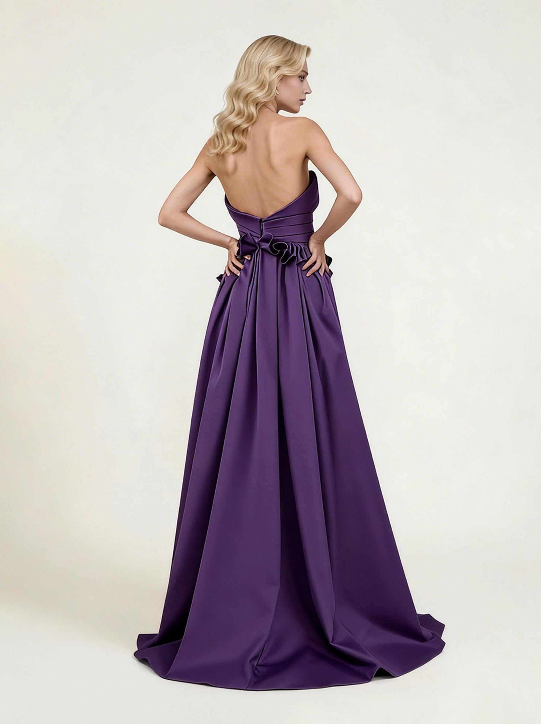 Purple Formal Prom Dress,Satin Wedding Dress