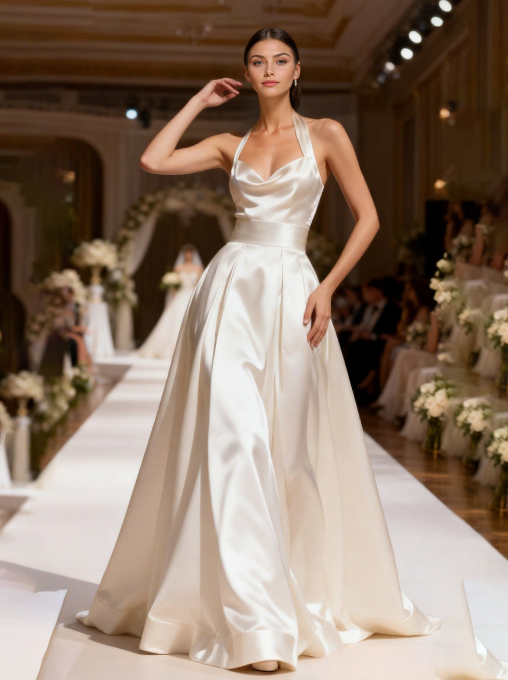 White Formal Prom Dress,Satin Wedding Dress