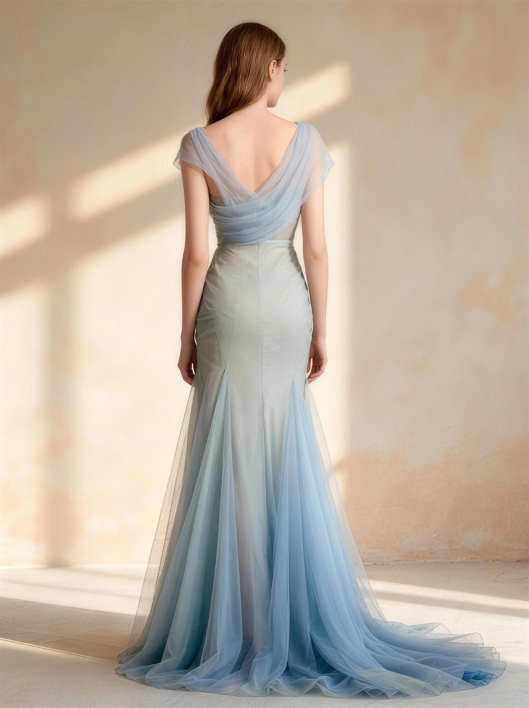Blue V-neck Long Prom Dress,Formal Evening Dress