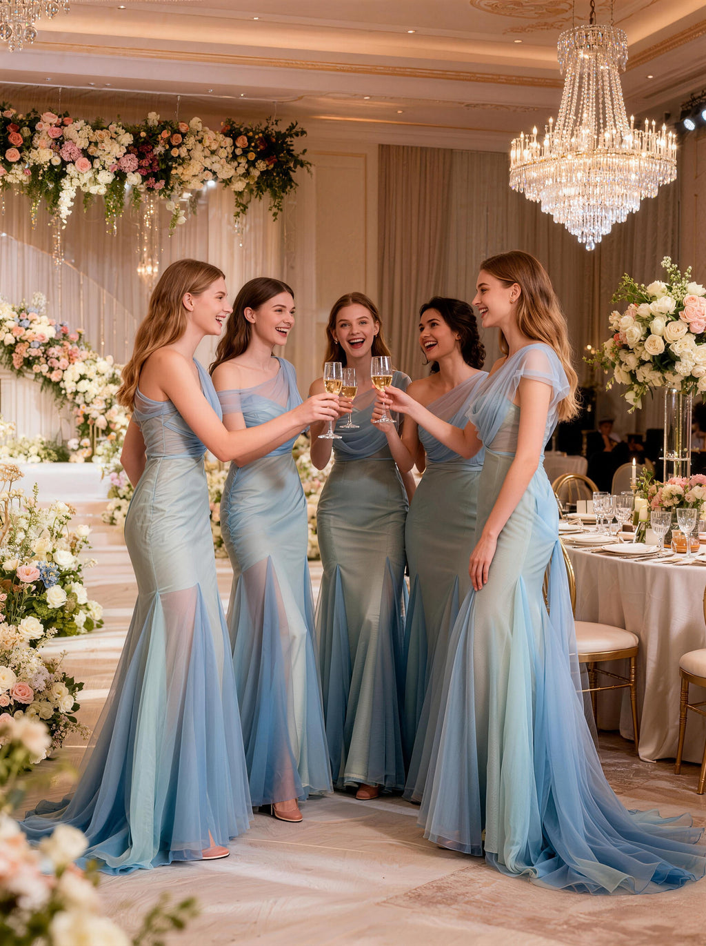 Blue V-neck Long Prom Dress,Formal Evening Dress