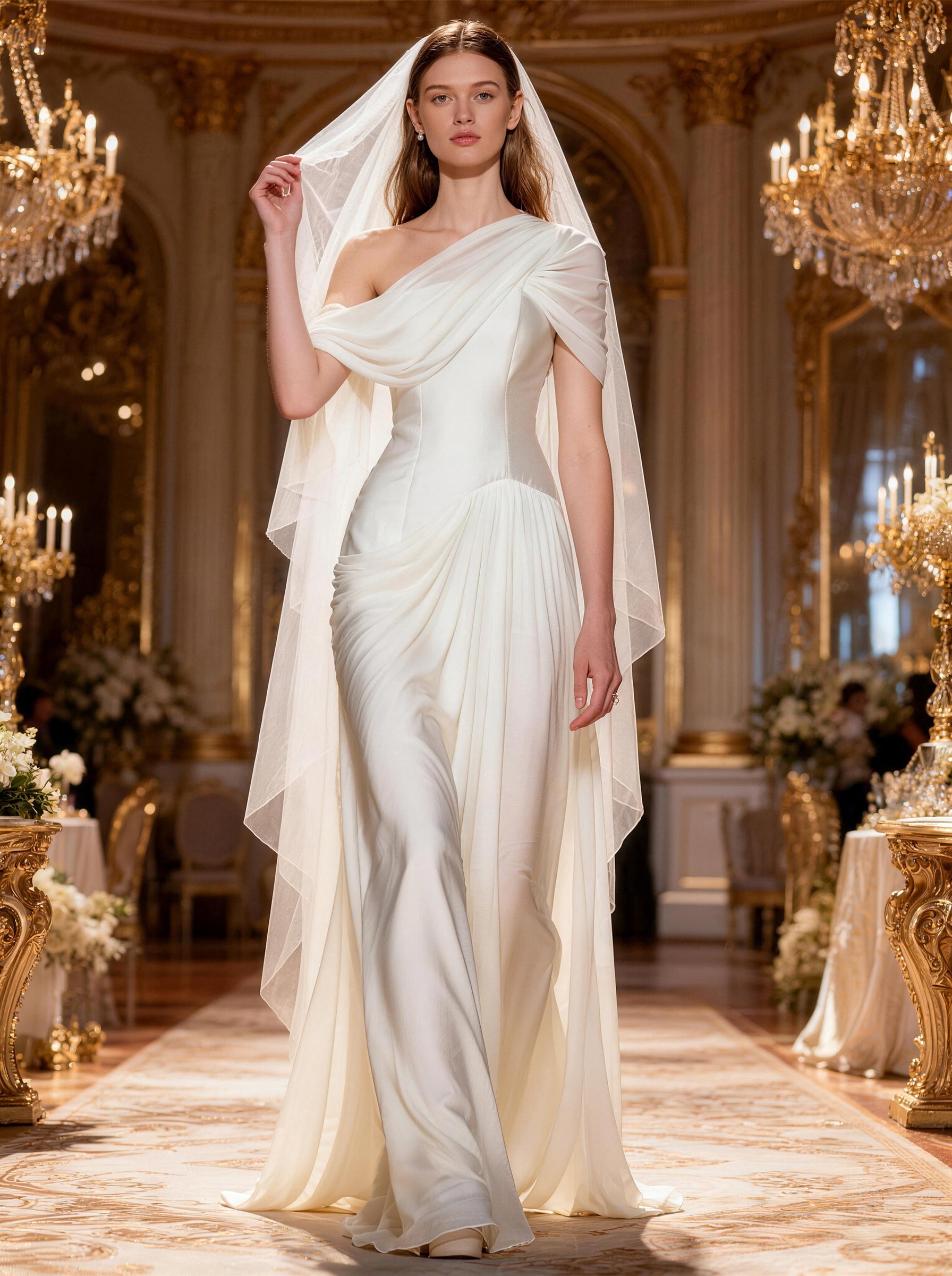 White Off The Shoulder Wedding Dress,Satin Fomal Prom Dress