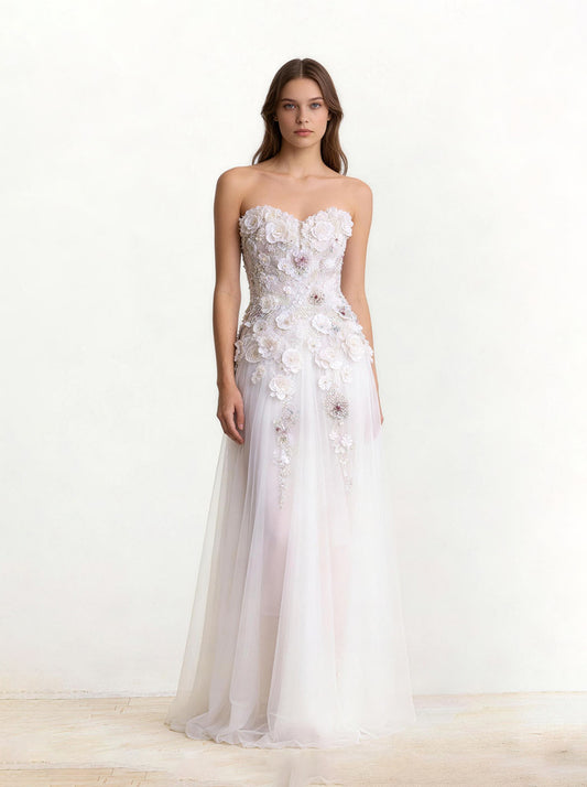 White Tull Wedding Dress, Formal Prom Dress