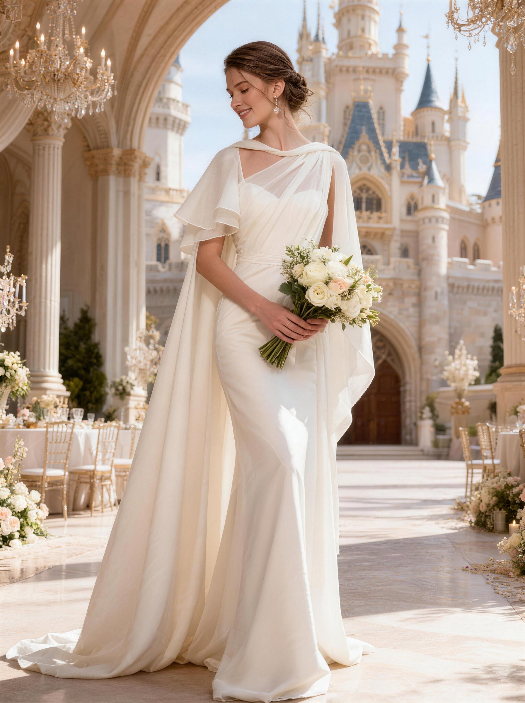 White Strapless Wedding Dress,Satin Fomal Prom Dress