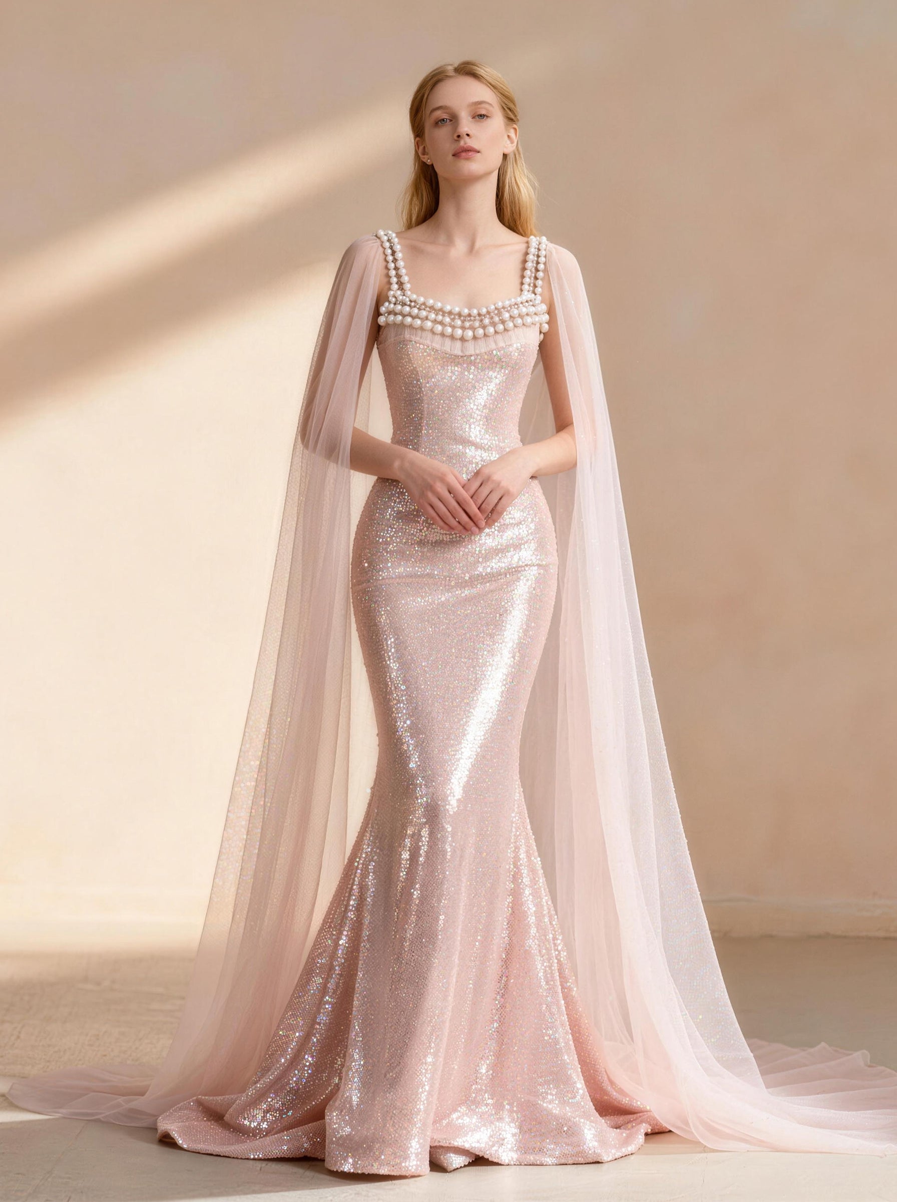 Pink Square Long Prom Dress,Formal Evening Dress